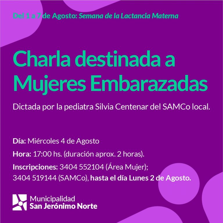 Charla destinada a mujeres embarazadas
