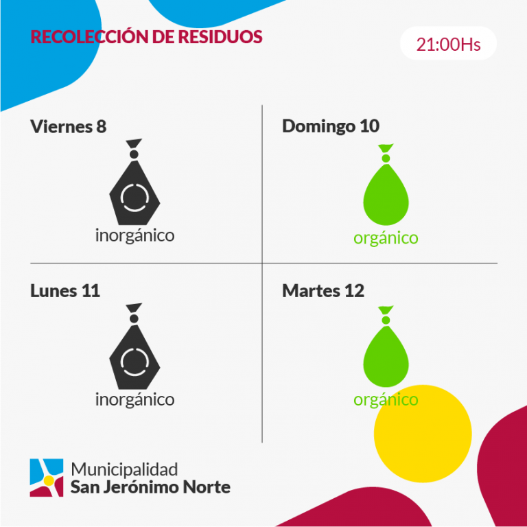 Cronograma recolección de residuos noctirna