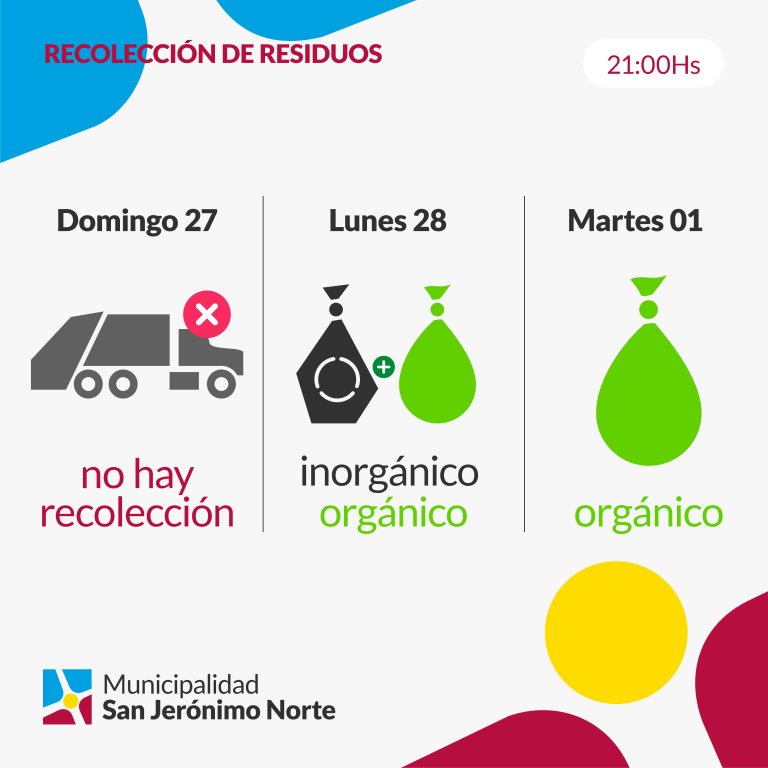 Cronograma recolección de residuos nocturna